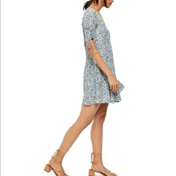 NWT Free People Laced Up Mini Dress in Ivory Combo Size XS - Picture 4 of 8